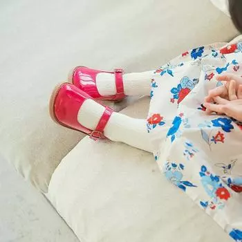 Эмалированные туфли на плоской подошве для девочек Baby Jam, ярко-розовый-A026 130