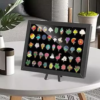 Эмалированный держатель для булавок Yousheng, большая емкость, пылезащитный, простой в установке, настольный, черный, настенный, держатель для эмалированных булавок чёрный