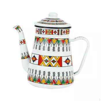 Эмалированный кофейник с цветочным принтом, чайник с ручкой, чайник для индукционной плиты White 1.2L