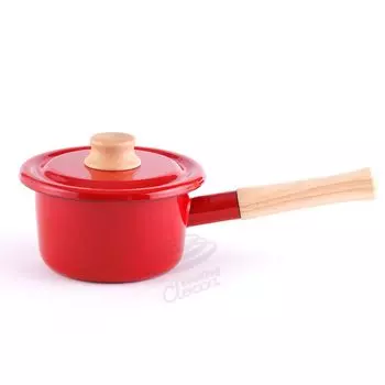 Эмалированный молочник Fuji с эмалированной крышкой-сотейником, 14 см, совместимый с индукционными плитами, CTN-14M, (красный)
