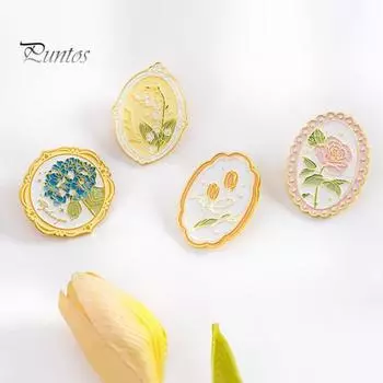 Эмалированный значок с цветком, зажим для альбомов, романтическая цветочная тема, противоскользящий портативный металлический зажим для украшения для скрапбукинга, фестиваль дня рождения, подарок для девочек D