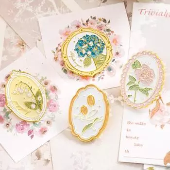 Эмалированный значок с цветком, зажим для альбомов, романтическая цветочная тема, противоскользящий портативный металлический зажим для украшения для скрапбукинга, фестиваль дня рождения, подарок для девочек D