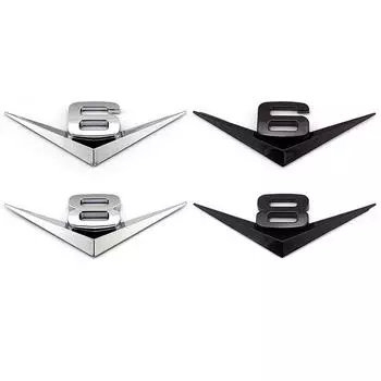 Эмблема автомобиля V6/V8 - 3D-металлическая декоративная наклейка на заднюю часть кузова V8 чёрный