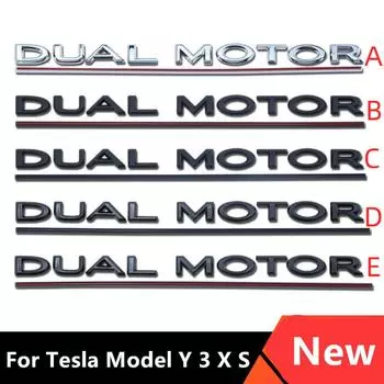Эмблема с двумя двигателями и подчеркнутыми буквами для модели Y 3 XS, Стайлинг автомобиля, высокопроизводительная наклейка на багажник, хром, черный, красный-эмблемы A
