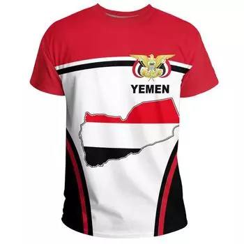 Йеменские мужские футболки Повседневные свободные футболки с круглым вырезом и флагом Йемена с коротким рукавом Топы Мужская одежда Футболки больших размеров Уличная одежда S