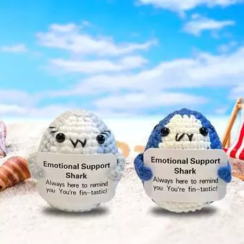 Эмоциональная поддержка Акула Вязаная кукла Позитивный вязаный крючком Акула Подарок Ручной работы Стресс синий