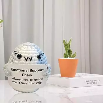 Эмоциональная поддержка Акула Вязаная кукла Позитивный вязаный крючком Акула Подарок Ручной работы Стресс синий
