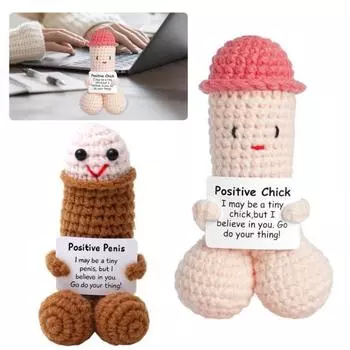 Эмоциональная поддержка Дик вязаная кукла с поощрительной открыткой ручной работы позитивный вязаный крючком орнамент подарок для