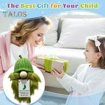 Эмоциональная поддержка, гном-маринад, ручная работа, вязаный крючком огуречный орнамент, вязаная зеленая кукла-гном, подарок для женщин, мальчиков, девочек A