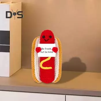 Эмоциональная поддержка хот-дог плюшевая вязаная крючком хот-дог тако кукла игрушка с позитивной открыткой ручной работы вдохновляющий подарок для женщин студентка колледжа A