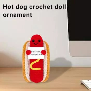 Эмоциональная поддержка хот-дог плюшевая вязаная крючком хот-дог тако кукла игрушка с позитивной открыткой ручной работы вдохновляющий подарок для женщин студентка колледжа