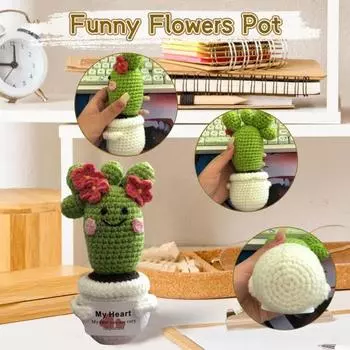 Эмоциональная поддержка Кукла Кактус Вязаная крючком Вдохновляющий Подарок с Деревянной Основой Вязаная Кукла Ручной Работы Для Комфорта Связь зелёный