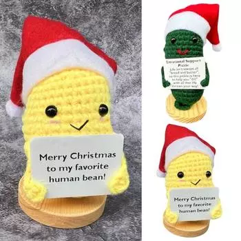 Эмоциональная поддержка ручной работы, маринованные огурцы, плюшевая игрушка, супер мягкая, очаровательный внешний вид, орнамент ручной работы, вязаная кукла из маринованных огурцов жёлтый