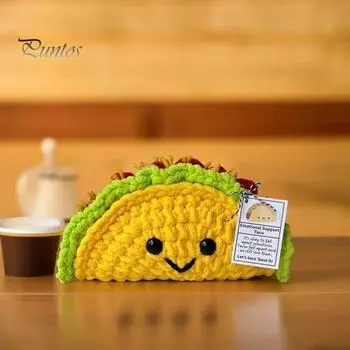 Эмоциональная поддержка Тако, ручная работа, эмоциональная поддержка, плюшевая вязаная крючком кукла с согревающими душу словами, забавная милая кукла A