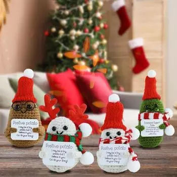 Эмоциональная поддержка Вязаная кукла для стола Кукла ручной работы крючком выражает эмоции Мягкая игрушка-комфорт для облегчения одиночества и сердечных жестов