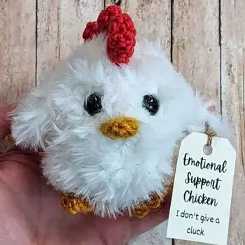 Эмоциональная поддержка вязаная крючком цыпленок ручная работа позитивная вязаная кукла цыпленок маленькая фигурка цыпленка коллекционная плюшевая фигурка животного 1PC