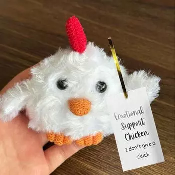 Эмоциональная поддержка вязаная крючком цыпленок ручная работа позитивная вязаная кукла цыпленок маленькая фигурка цыпленка коллекционная плюшевая фигурка животного 1PC