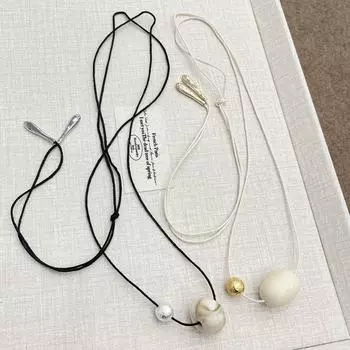 Эмоциональное ожерелье с подвеской: Универсальная, модная длинная веревочная цепочка для свитера N1368 Gold Beads Ivory Nut Free Lace белый