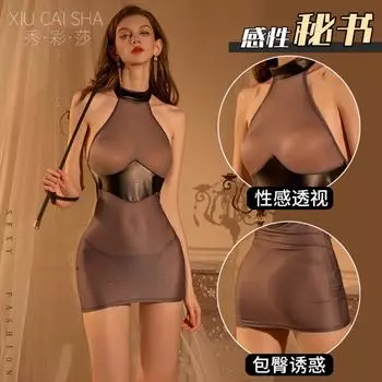 Эмоциональное женское белье Воздержание Юбка мачехи Лакированная кожа Сексуальное сращивание Перспектива Юбка на бедрах Секретарская униформа Женская пижама One size