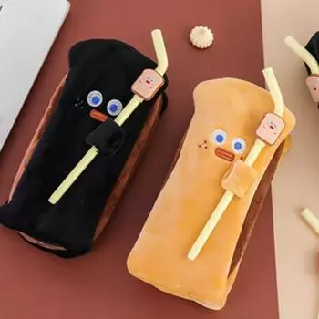 Эмуляционная еда хлеб пенал сумка большой емкости плюшевый мешочек для ручек школьный чёрный