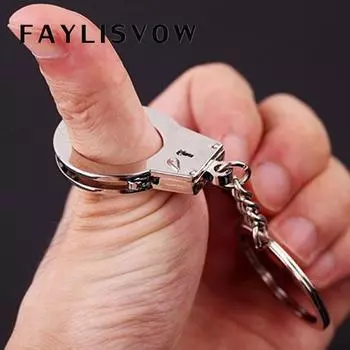 Эмуляционные брелки для ключей, брелок для ключей, наручники, мини-размер single серебряный