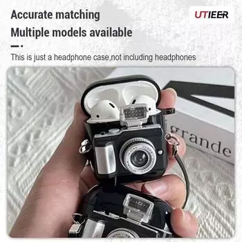 Эмуляция камеры, винтажная светящаяся модель камеры Apple, беспроводной чехол для наушников Bluetooth, ремешок Dai для Airpods Airpods 3