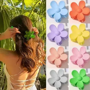 Энди модные женские пластиковые когти для волос крабовые зажимы Очарование сплошной цвет в форме цветка женские маленькие заколки для волос головной убор аксессуары для волос