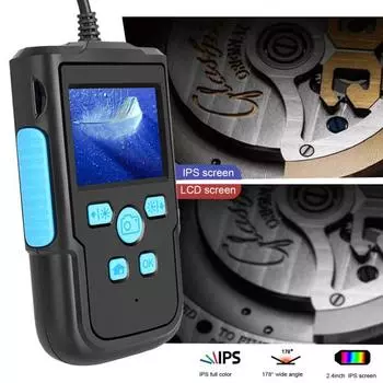 Эндоскоп 1080p, сильная совместимость, объектив 3,9/5,5/8 мм, водонепроницаемая, 2,4-дюймовая инспекционная камера для автомобиля 8mm чёрный