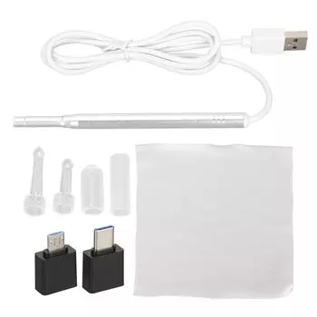 Эндоскоп для чистки ушей HD 3 в 1, набор для удаления ушной серы со светодиодной подсветкой для собак, кошек, полости рта, кожи