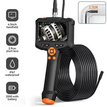 Эндоскопическая камера 4,3 /2,4 с одним двойным объективом HD 1080P для осмотра автомобиля, водонепроницаемая промышленная бороскопная камера IP67 с 8 светодиодами 1m