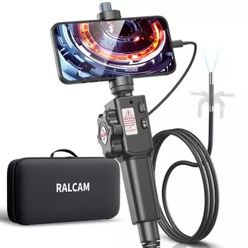 Эндоскопическая камера Ralcam Fiberscope с подвижным наконечником, 1080P, ультратонкая линза, вращающаяся сантехническая камера с возможностью записи видео и фотосъемки