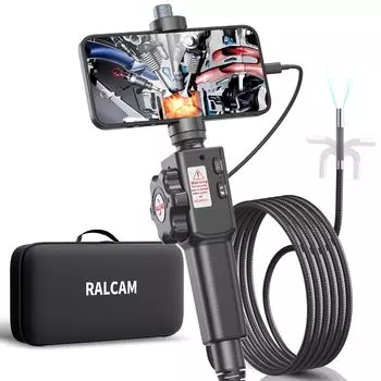 Эндоскопическая камера Ralcam Fiberscope с подвижным наконечником, 1080P, ультратонкая линза, вращающаяся сантехническая камера с возможностью записи видео и фотосъемки