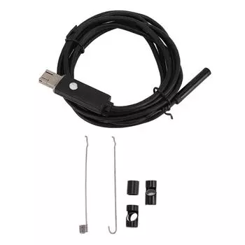 Эндоскопическая камера с 6 регулируемыми светодиодными лампами, полужестким кабелем, вращающимся на 360°, водонепроницаемостью IP67 U Black 2m / 6.6ft Hardwire