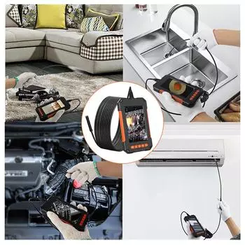 Эндоскопическая камера с подсветкой, экран 4,3 дюйма, камера для осмотра бороскопом с 8 светодиодами, гибкая водонепроницаемая камера-змея Soft Wire-2m