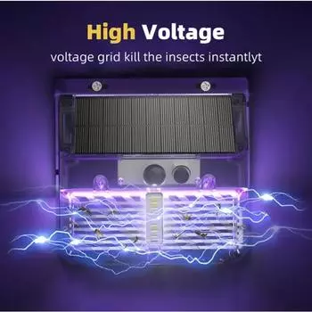 Энергоэффективный светодиодный светильник против комаров Наружные фонари против комаров на солнечной энергии с датчиком для патио на заднем дворе Cold light+Purple light