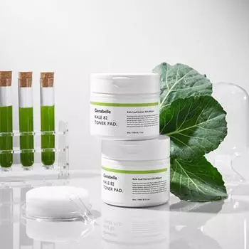 Jennabell Kale 82 Toner Pad Moisture Soothing Cooling 8cm Big Size Contains 82% Kale Extract, 60 Pieces, 1 Piece