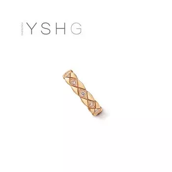 Jennie Same Style Earrings Jin Zhini Quilted Earrings French Style Temperament Fancy Ear Studs Earrings Ear Clip Women Ear bone clip with drill_single (Rose Gold) S