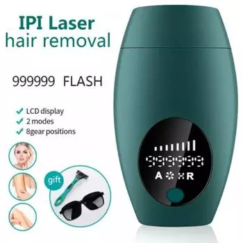 Эпилятор для удаления волос IPL Устройство для постоянного удаления волос на лице для всего тела Безболезненное лазерное устройство для удаления волос Светодиодные электробритвы Интенсивный импульсный свет EU темно-зеленого