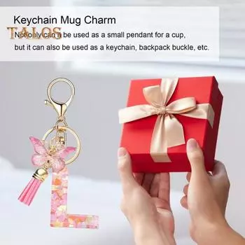 Эпоксидная смола, брелок с английским алфавитом, в форме сердца, блестки, бабочки, кисточка, брелок с алфавитом, брелок с буквами, аксессуар для кружки A