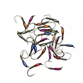 Эпоксидный зуммер Мошка Нимфа Муха Бронзовый крюк Приманка для рыбалки на форель Наживка Насекомое Красный Оранжевый Синий Зеленый Роза 10#