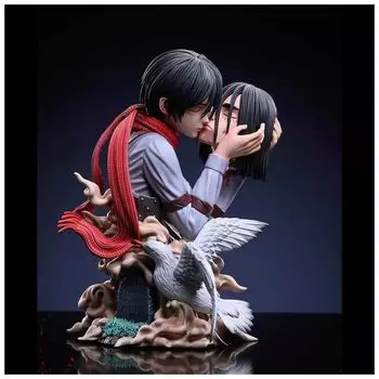 Эрен Микаса Поцелуй Смерти Фигурка Атака Титанов Немасштабная ПВХ и АБС Кукла Окрашенный Полный Продукт 26 см Украшение Модель Машина Украшение Статуэтка Fi