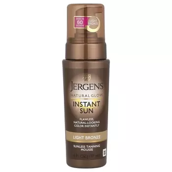 Jergens, Natural Glow, Instant Sun, мусс для загара без солнца, светлый бронзовый оттенок, 6 жидких унций (177 мл)