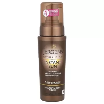 Jergens, Natural Glow, Instant Sun, мусс для загара без солнца, глубокий бронзовый оттенок, 6 жидких унций (177 мл)
