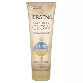 Jergens, Natural Glow, укрепляющий ежедневный увлажняющий крем, автозагар без солнца, тон от среднего до темного, 221 мл (7,5 жидких унций)