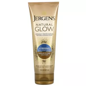 Jergens, Natural Glow, укрепляющий ежедневный увлажняющий крем, для кожи от среднего до загорелого тона, 7,5 жидких унций (221 мл)