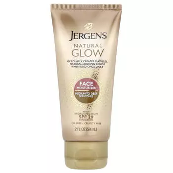 Jergens, Natural Glow, увлажняющий крем для лица, SPF 20, для средних и темных тонов кожи, 2 жидких унции (59 мл)