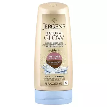 Jergens, Natural Glow, увлажняющий крем для влажной кожи, для средних и темных тонов кожи, 7,5 жидких унций (221 мл)