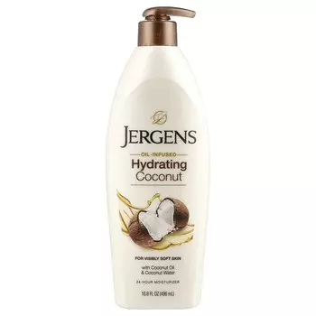 Jergens, Увлажняющий крем с кокосом, с маслом, 16,8 жидких унций (496 мл)