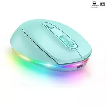 Эргономичная 2.4G Plug And Play беспроводная бесшумная мышь 1600 DPI со светодиодной подсветкой перезаряжаемая беспроводная мышь для ПК/настольного компьютера/ноутбука - зеленая зелёный