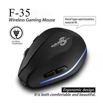 Эргономичная беспроводная вертикальная мышь 2400 DPI перезаряжаемые беспроводные мыши 2.4G соединение вертикальная беспроводная мышь для ноутбука/настольного компьютера чёрный